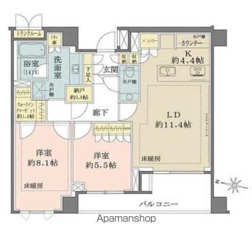 ザ・パークハウス千代田六番町(2LDK/6階)の間取り写真