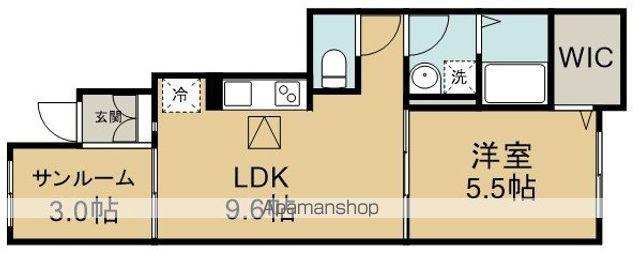 ルインズフィールド(1LDK/1階)の間取り写真