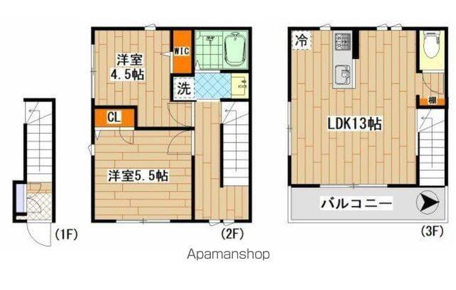 ヴィラ・シンビオーズ三軒茶屋(2LDK/2階)の間取り写真