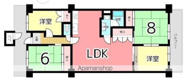 花の北ハイツ B棟(4LDK/2階)の間取り写真