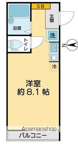 ソレイユ国立(ワンルーム/2階)の間取り写真
