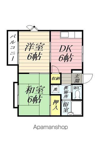 ロータスハイムⅠ(2DK/1階)の間取り写真