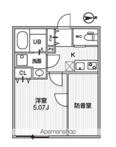 T＇S CUORE MUSE落合(1K/1階)の間取り写真