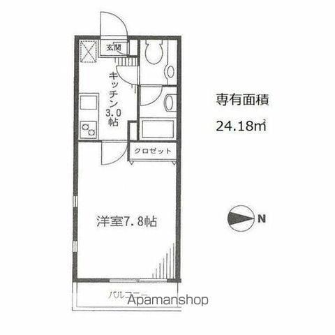 フォンテ南大泉(1K/2階)の間取り写真