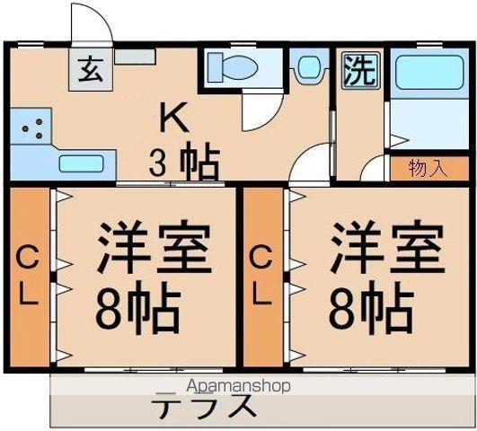 富岳荘(2K/2階)の間取り写真