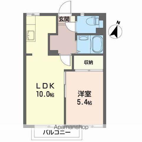 アパートメントハウス・アイリス(1LDK/2階)の間取り写真