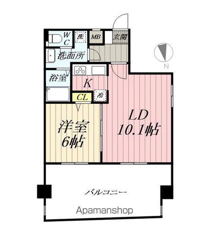 ペアパレス六町環七北通(1LDK/7階)の間取り写真