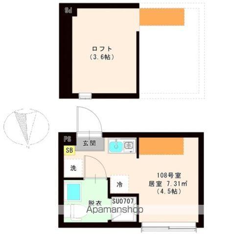 ハーモニーテラス東新町Ⅱ(ワンルーム/1階)の間取り写真