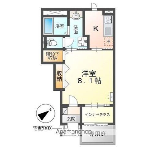 ベルクレイン(1K/1階)の間取り写真