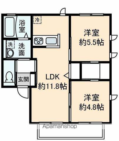 スカイバード(2LDK/1階)の間取り写真