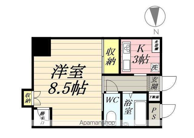 オーロラビル(1K/5階)の間取り写真