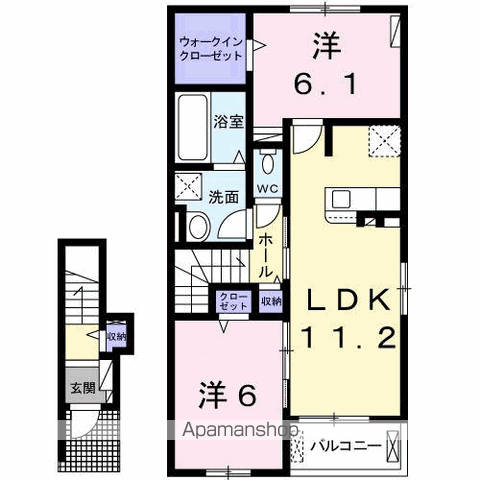 ブレッサ(2LDK/2階)の間取り写真