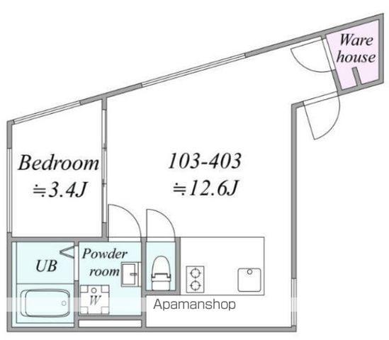 TRIAS834(1LDK/4階)の間取り写真