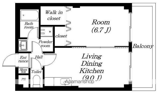 ネオクレスト壱番館(1LDK/4階)の間取り写真