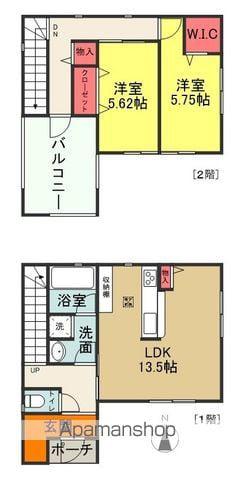 常磐線 湯本駅 バス乗車時間：16分 小名浜三小バス停で下車 徒歩5分 2階建 築1年(2LDK)の間取り写真
