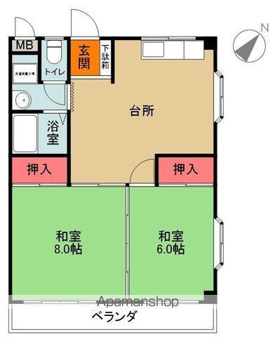 イーストテラス(2LDK/4階)の間取り写真