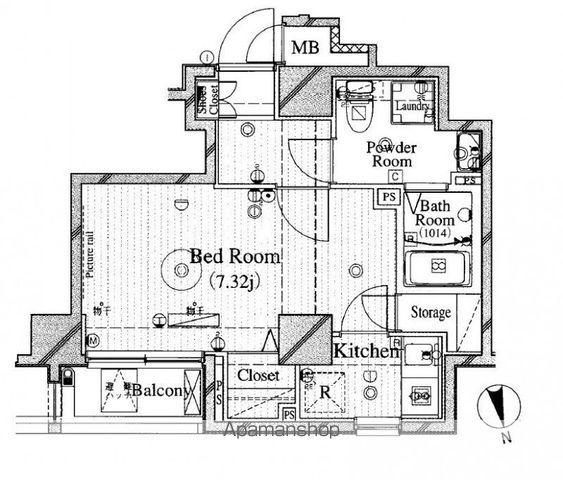 LE-LION牛込柳町(1K/7階)の間取り写真