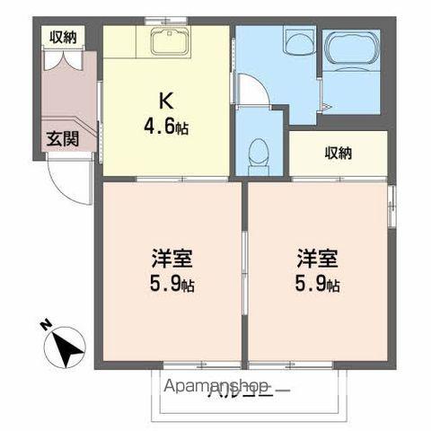 ルフロンKT(2K/2階)の間取り写真