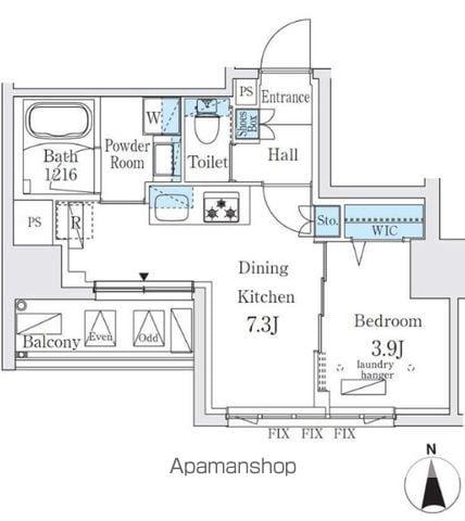ジオエント秋葉原(1DK/6階)の間取り写真