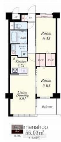 APエルテージ地行(2LDK/5階)の間取り写真