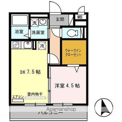 セヴェルSETAⅣ(1DK/3階)の間取り写真