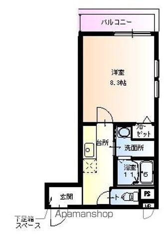フジパレス沢ノ町2番館(1K/2階)の間取り写真