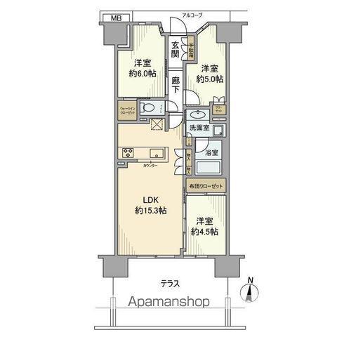 オハナ柏たなかパークフロント(3LDK/1階)の間取り写真