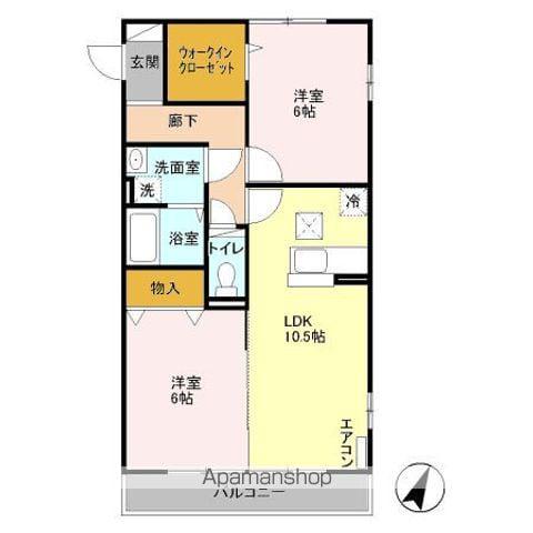 エントピアⅡ(2LDK/1階)の間取り写真