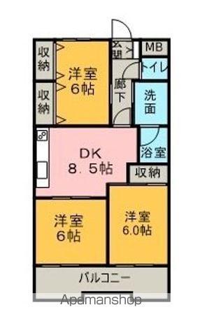 グリーンヒルズ・大田(3DK/4階)の間取り写真