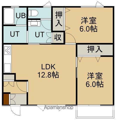 アクエリアスミナト(2LDK/1階)の間取り写真