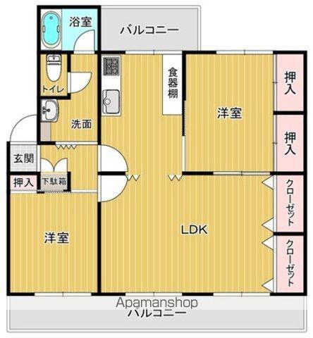 室見団地4棟(2LDK/4階)の間取り写真
