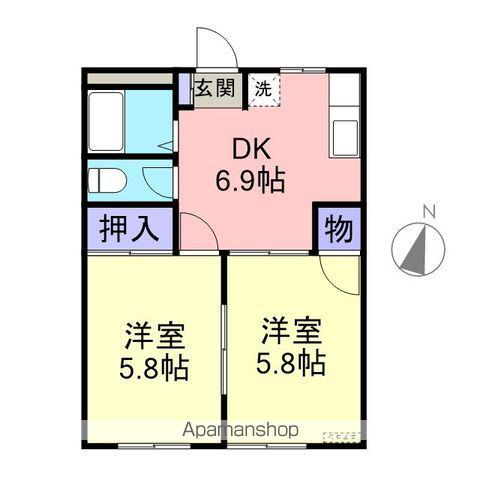 メゾン大森B(2DK/2階)の間取り写真