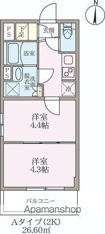 ラヴィエール住吉(2K/4階)の間取り写真