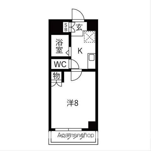 CROWN HILLS(1K/2階)の間取り写真