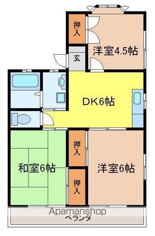 クリスタルハイツ(2LDK/2階)の間取り写真