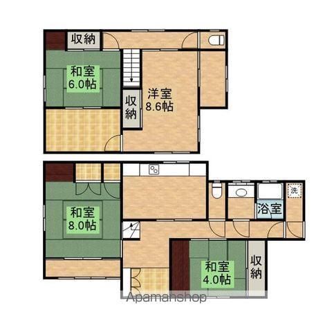 阪和線 熊取駅 徒歩5分 2階建 築39年(4SDK)の間取り写真