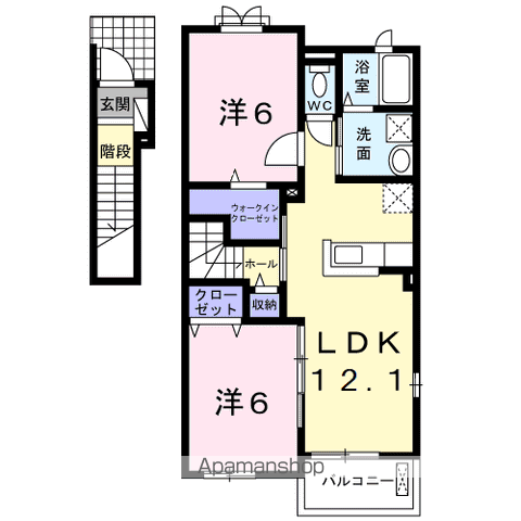 ドゥマンクレールⅠ(2LDK/2階)の間取り写真