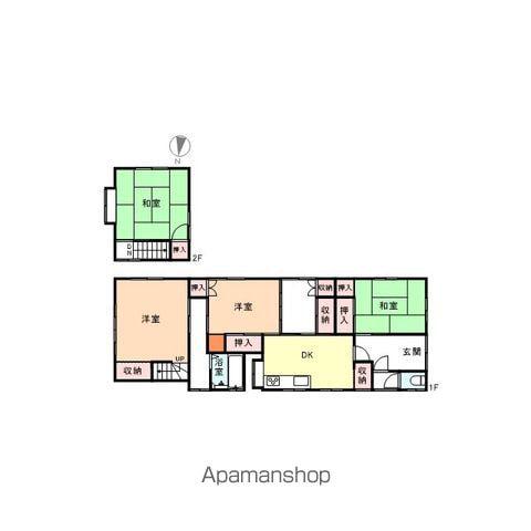 富山地鉄富山港線 奥田中学校前駅 徒歩16分 2階建 築61年(4SDK)の間取り写真