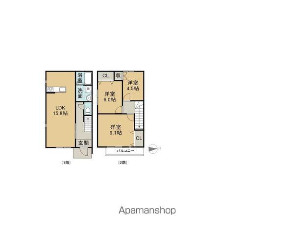 BELLEVIE TAKATSU(3LDK/1階)の間取り写真