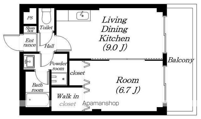 ネオクレスト壱番館(1LDK/1階)の間取り写真