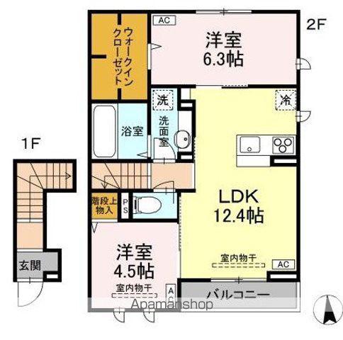 AOLANIA(1LDK/2階)の間取り写真