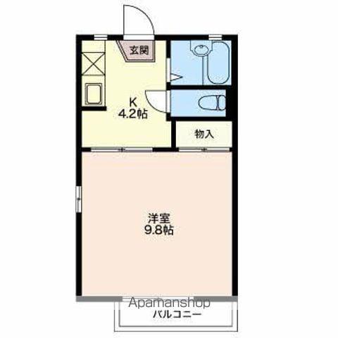 ディアス犀北 B棟(1K/2階)の間取り写真