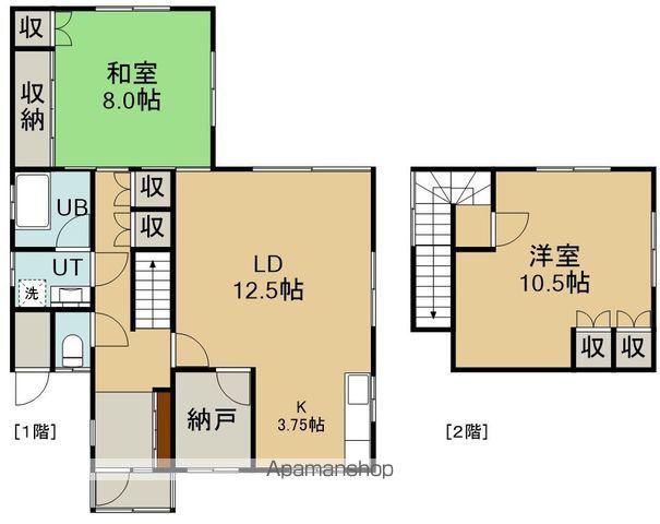 函館本線 七飯駅 徒歩13分 2階建 築44年(2SLDK)の間取り写真