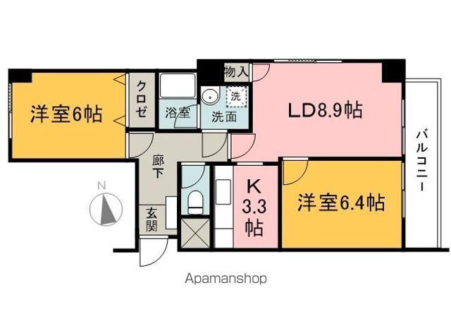 カデンツァ(2LDK/8階)の間取り写真
