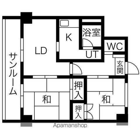 朝日レジデンス(2DK/7階)の間取り写真