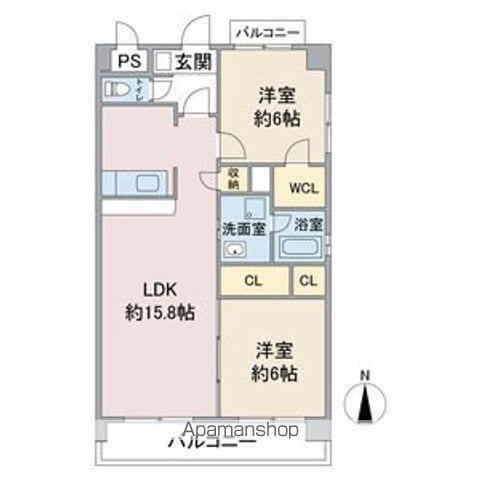 カシータス城下(2LDK/2階)の間取り写真