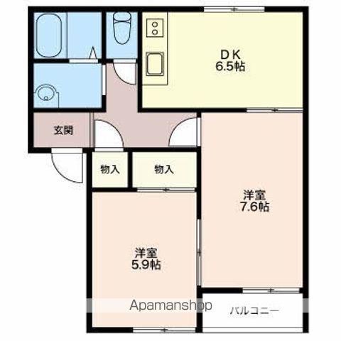 グランドソレイユ(2DK/2階)の間取り写真