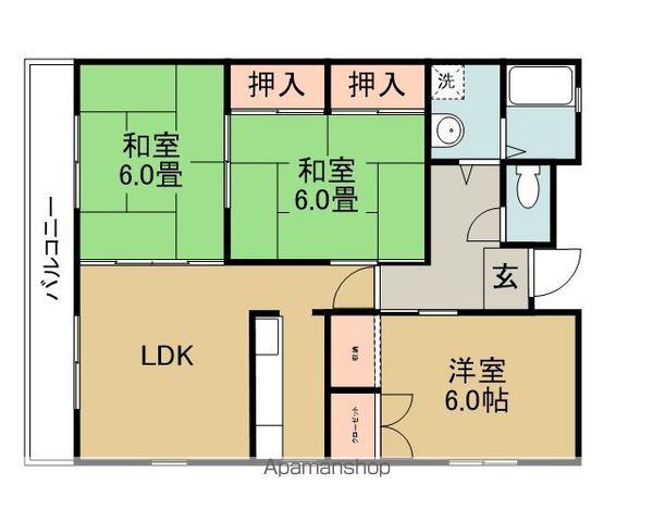 とみたハイツ(3LDK/3階)の間取り写真