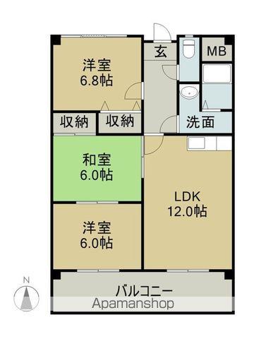 カサ・フェリスⅡ(3LDK/3階)の間取り写真