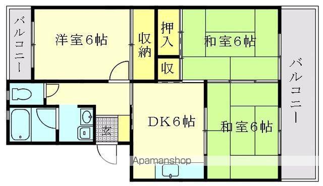 ファミール香椎(3DK/1階)の間取り写真